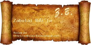 Zabolai Béla névjegykártya